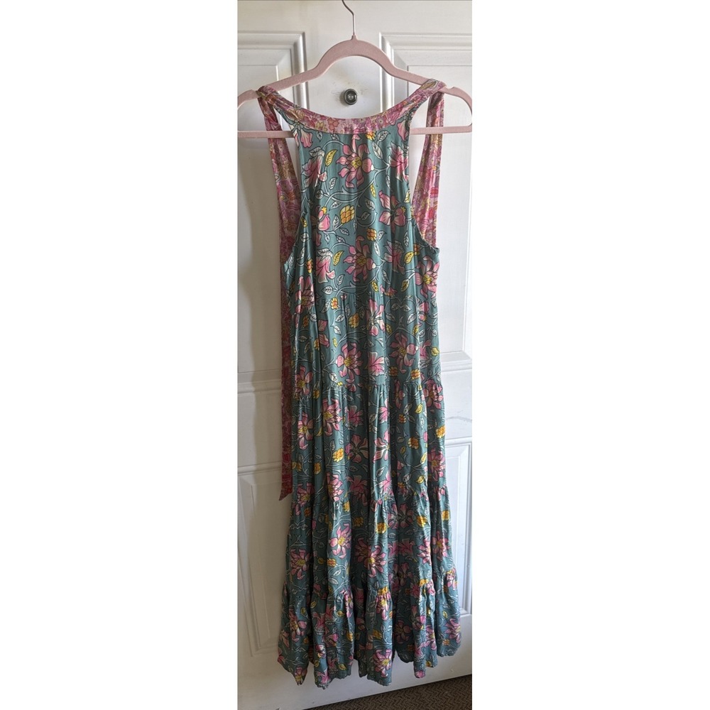 NATURAL LIFE Green Floral Maxi Dress with Pink Accents